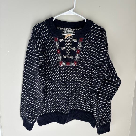 L.L. Bean Sweaters - VTG L.L. Bean Women's Birdseye Nordic Fisherman Sweater Made in Norway Size M